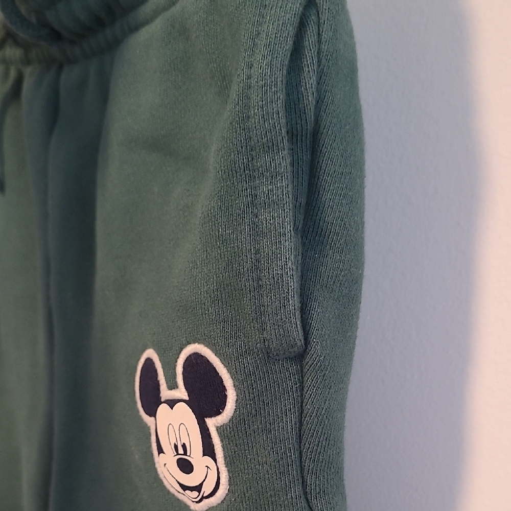 Baby GAP Disney Green Kids Sweatpants with Mickey Patch - Picture 4 of 9